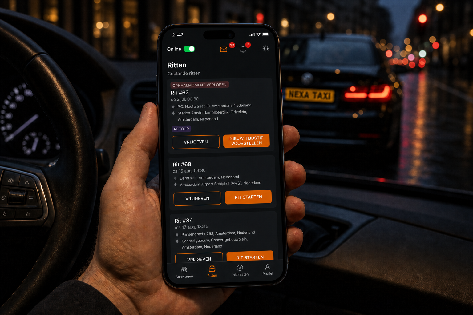 Chauffeur-app: geplande ritten